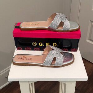 GND Slip on Slide Silver Sandal